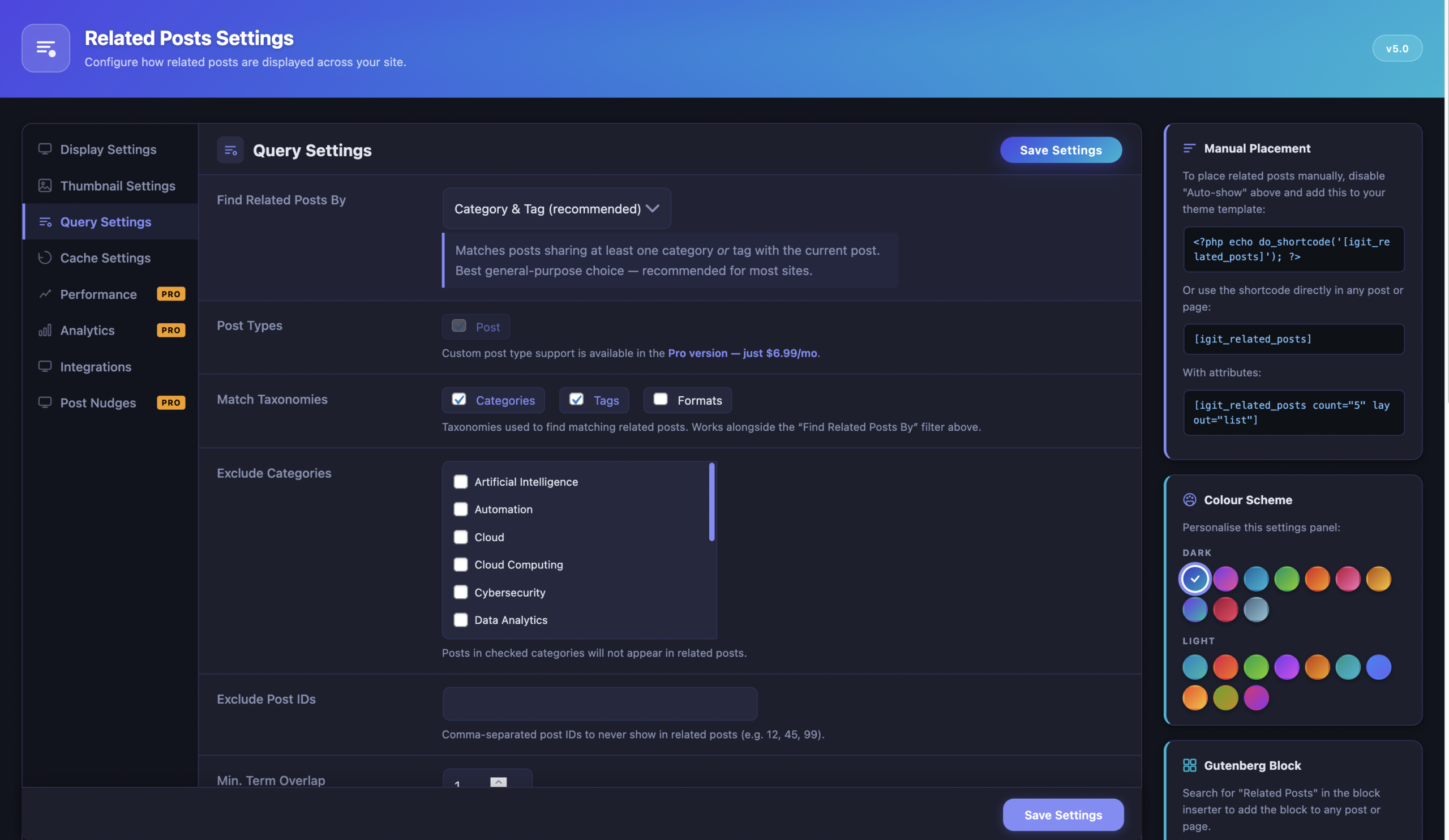 Free version Query Settings