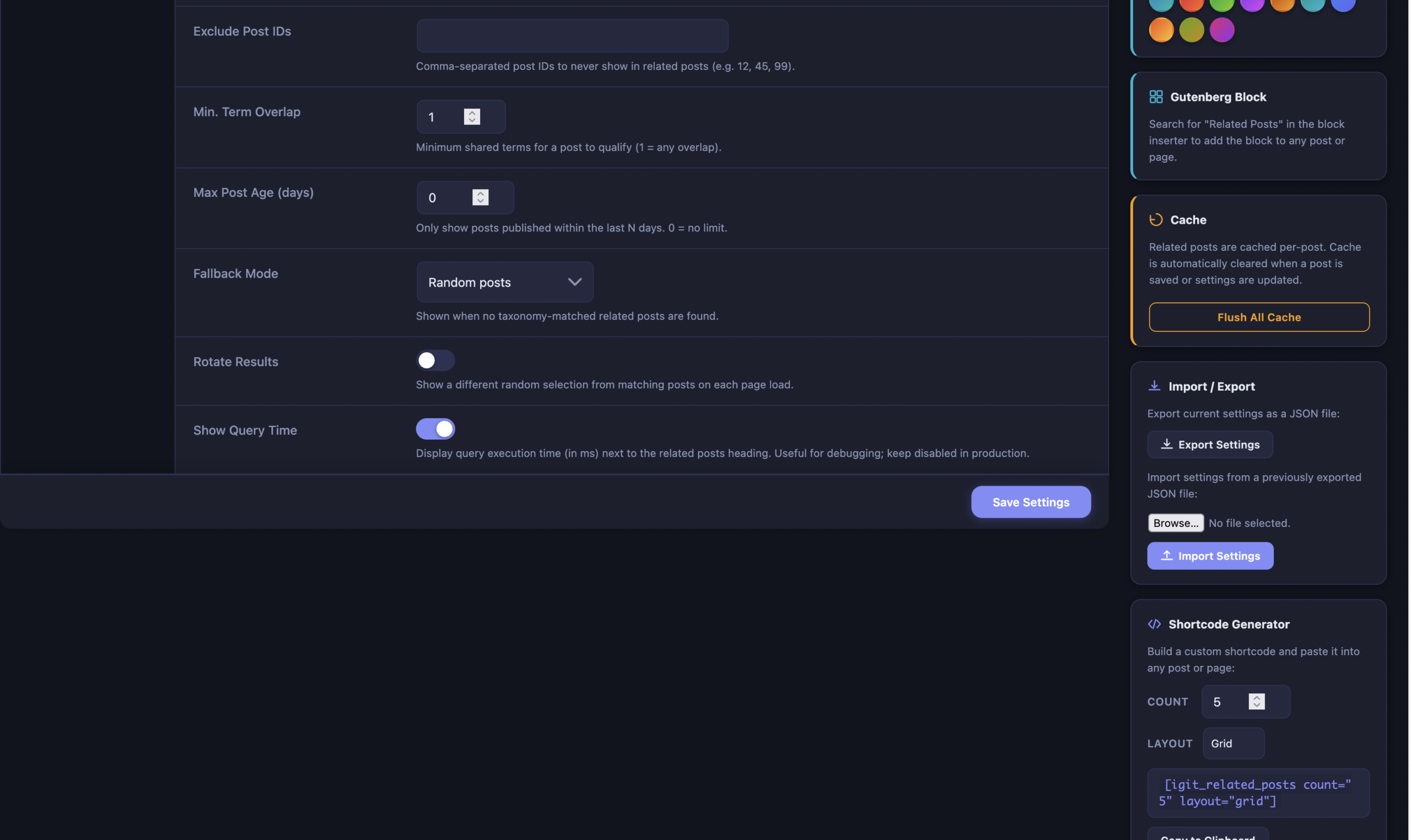 Free version Query Settings