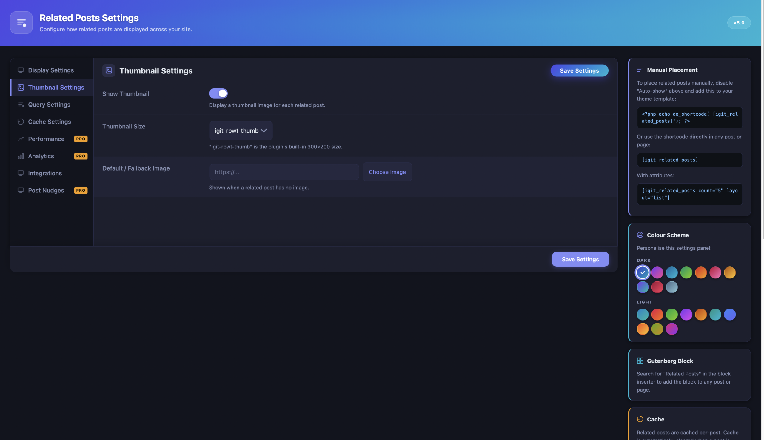 Free version Thumbnail Settings